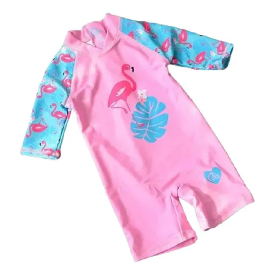 Hermosa Ropa De Baño Rosado Flamengo Bebe Niñas