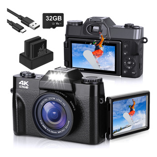 Cámara Digital Compacta Ourlife Con Flash Y Grabación De Video En 4k Negro Cámara Digital Compacta Ourlife Con Flash Y Grabación De Video En 4k Negro