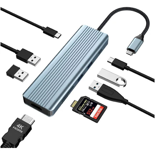 Concentrador Usb C 9 En 1 Estación De Acoplamiento Usb C Est