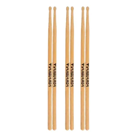 Kit 3 Pares de Baquetas de Bateria Profissional Vanguarda Madeira 7A