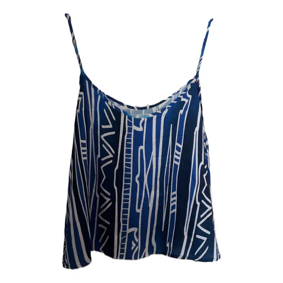 Musculosa Amplia Estampada Blanco Azul Con Breteles - Likido