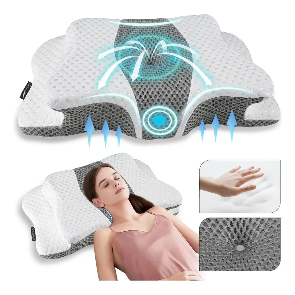 Travesseiro Nasa Cervical Ortopédico Coluna Inteligente Ergonômico Alivio Dores Sono Relax
