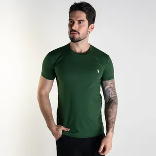 Camiseta Ralph Lauren Masculina Verde Slim AlgodĂŁo Camiseta Ralph Lauren Masculina Verde Slim AlgodĂŁo