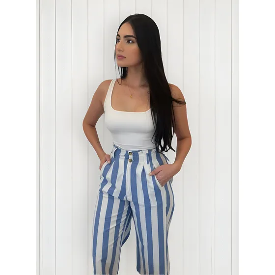 Calça Feminina Alfaiataria Pantacour Listrada Premium