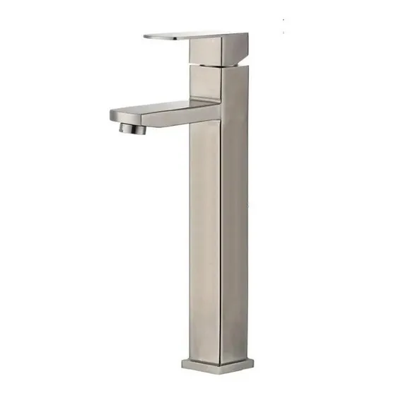Llave Lavamano Monomando Cuadrada Acero Inoxi Alto 30cm