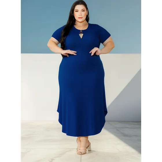 Vestido Plus Size Longo Saruel Midi Versátil Modelador Festa