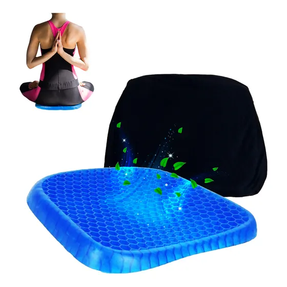 Cojín de gel silicon ergonomico Slim Company tipo panal para silla color azul