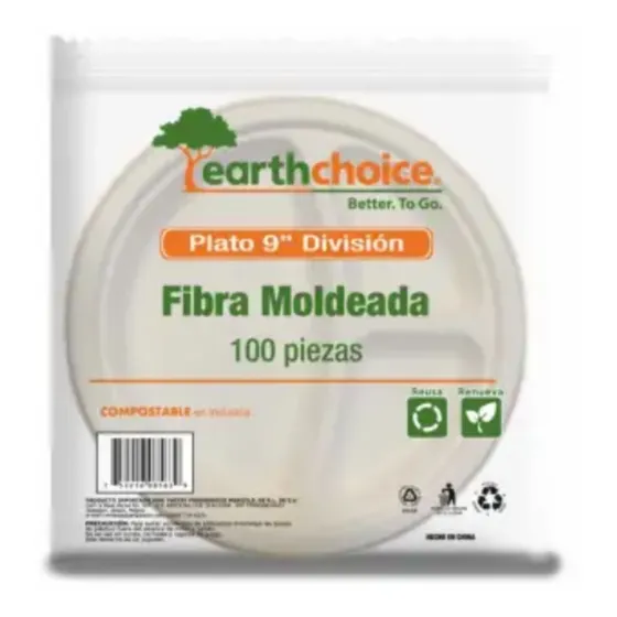 Plato Desechable Con Divisiones N°9 Con 1000 Piezas