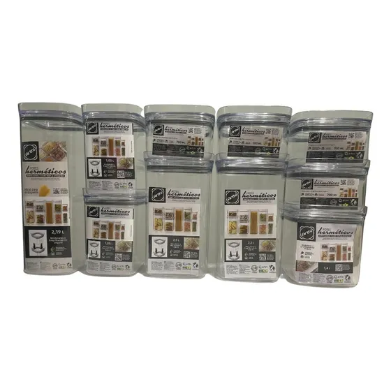 Kit Potes Hermético Mantimento Acrílico Transparente 10 Pçs