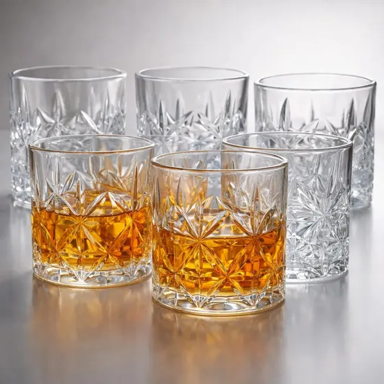 Jogo 6 Copos Whisky Vidro Drinks Transparente Uisque 340ml Lijita