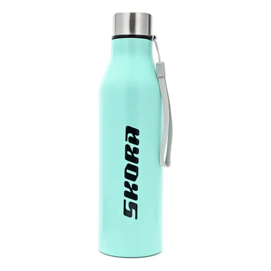 Botella Térmica Skora De Acero Inoxidable 1000 Ml Con Tapa A Rosca Manija De Transporte Color Turquesa Deportiva Ideal Para Gimnasio Oficina Escuela Hidratación Diaria