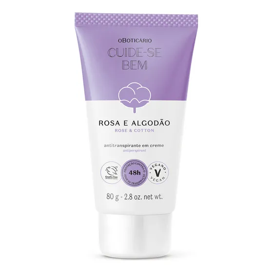 O Boticário Antitranspirante Cuide-se Bem Rosa E Algodão 80g