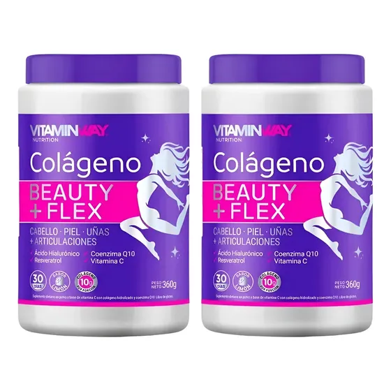 Pack X2 Colágeno Beauty+flex Vitamin Way 360g Sabor Limón
