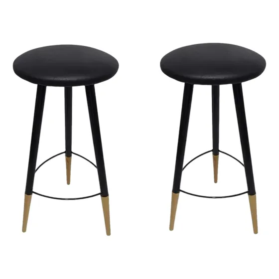 Juego Combo X 2 Banqueta Alta Silla Taburete Vintage Negra Desayunador Madera Caño Bar Barra Negocio