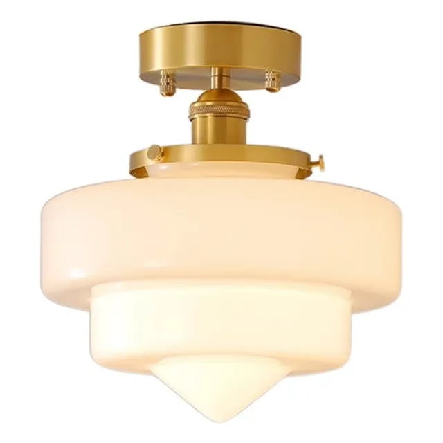 Lampara Techo Cristal Jade Blanco Laton Simple Francesa Casa