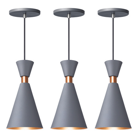 Iluminar Ambiente Kit 3 Luminária Pendente Mini Pequim 24cm Balcão Bancada Cor Cinza 24 Cm Iluminar Ambiente Kit 3 Luminária Pendente Mini Pequim 24cm Balcão Bancada Cor Cinza 24 Cm