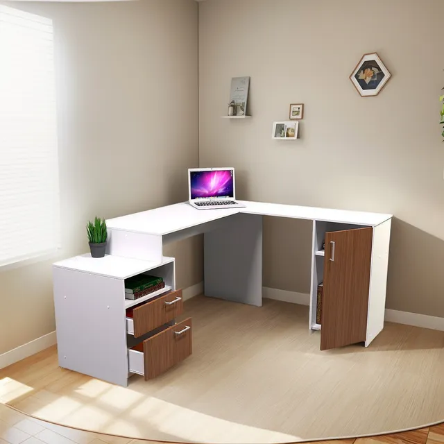 Escritorio Reversible Moderno Mesa Estación De Trabajo En L