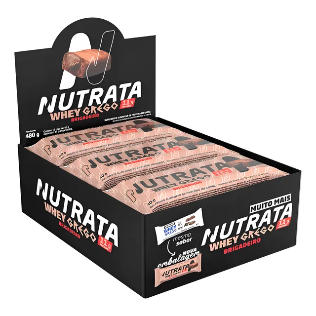 Barra Whey Grego 40g Display Com 12 Unidades Brigadeiro Nutrata