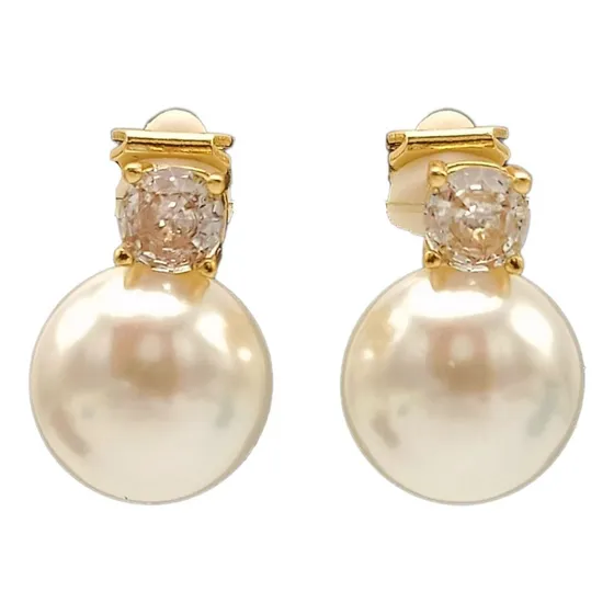 Aros Perla Zircon Chapado En Oro 18k Earcuff Sin Perforacion