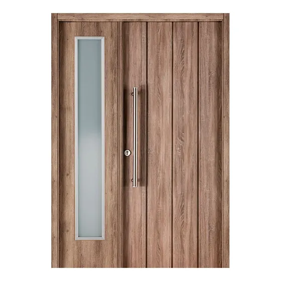 Puerta + Media Hoja Residencial Oblak Eterna M1115 Foliada Pvc Símil Madera Nogal 140 La Mejor Calidad