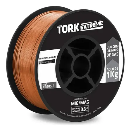 Arame Para Solda Mig Cobreado Com Gás Super Tork 0,8mm 1kg Er70s6 Laranja