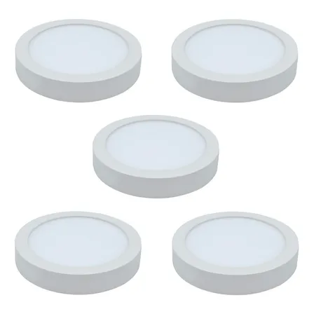Pack 5 Foco Sobrepuesto Led Modelo Verona 12w Bisel / Hb Led