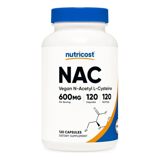 Suplemento Nutricost N-acetil L-cisteína Nac 600 Mg 120 Cáps