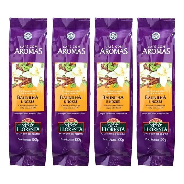 Kit Com 4 Aromatizados Cafés Florestas De 100 Gramas (cada)!