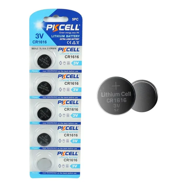 5pzas Pila Botón Litio Pkcell Cr1616 3v 16x1.6mm 1616 Moneda