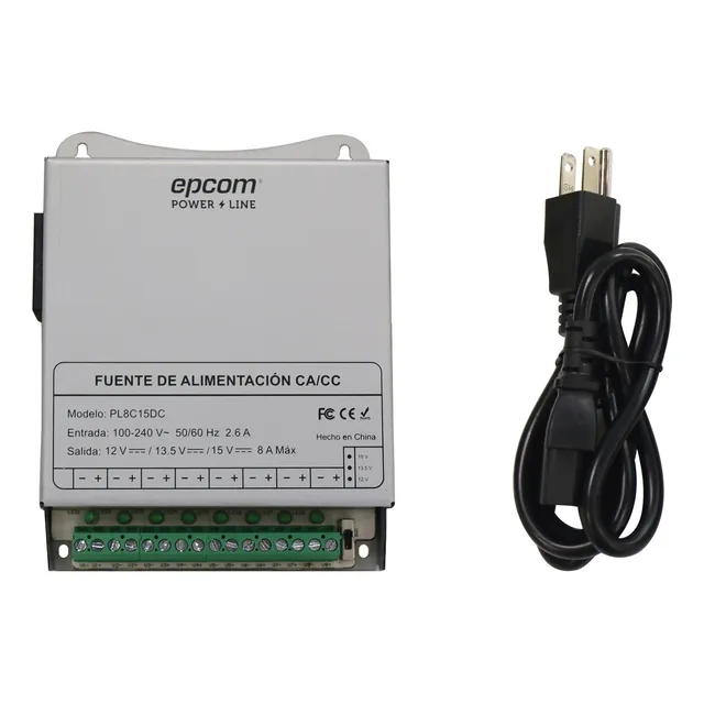 Fuente De Poder Metálica P 8cámaras 12 O 13.5 O 15 Vcc 8amp