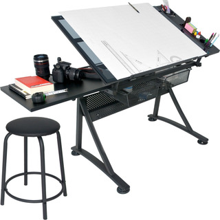 Restirador Profesional Vidrio Templado Con Banco 96x60cm Restirador Profesional Vidrio Templado Con Banco 96x60cm