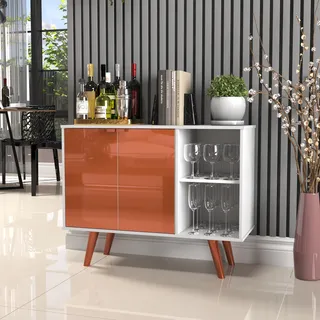Buffet Aparador Com 2 Portas E 2 Prateleiras Branco Com Cobre - Perfeito Para Cozinha, Sala Ou Espaço De Café Estilo Industrial Buffet Aparador Com 2 Portas E 2 Prateleiras Branco Com Cobre - Perfeito Para Cozinha, Sala Ou Espaço De Café Estilo Industrial