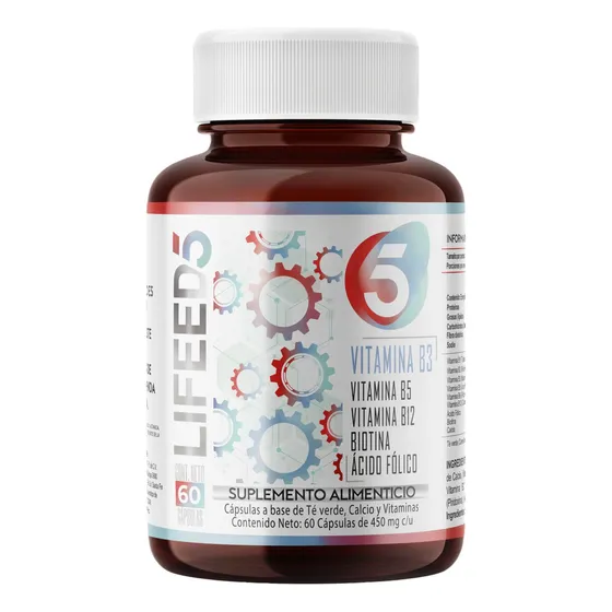 Capsulas Vitaminas B3 B5 B12 Biotina Acido Folico Lifeed5 Sabor Sin Sabor