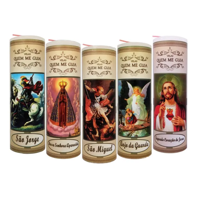 15 Velas Votiva 7 Dias 260g Linda  Imagem E Oração No Verso