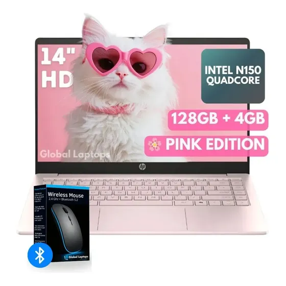 Hp Pink Stream 14-ep2011 Intel N150 4gb Ram 128gb Ufs Incluye Windows 11 Instalado Pantalla 14 Laptop Rosa Con Regalo