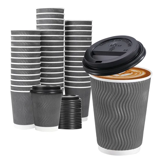 Paquete De 50 Tazas De Café Desechables Aisladas De 12...