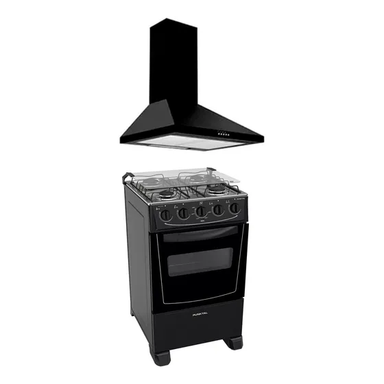 Combo Cocina Punktal 4h A Gas +campana Extractora Petra 60cm