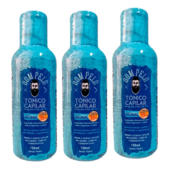 3 Dom Pelo Minoxi Faz Crescer Barbae Cabelo Original 120ml