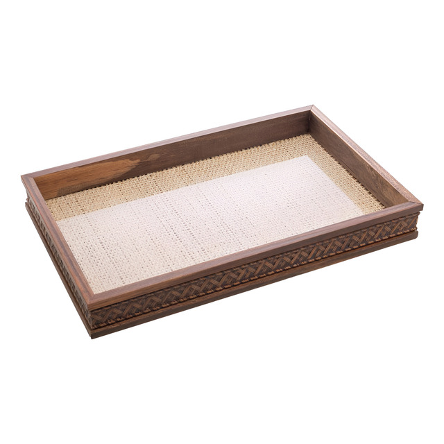 Bandeja Woodart De Madeira Trançado Com Sisal 30cm X 17cm Natural
