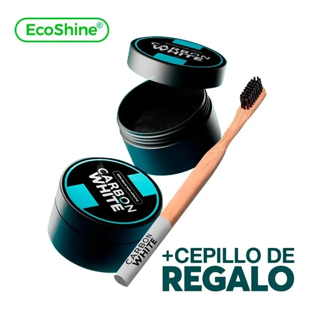 Blanqueador Dental Carbon White Pack X2 + Cepillo Bambu