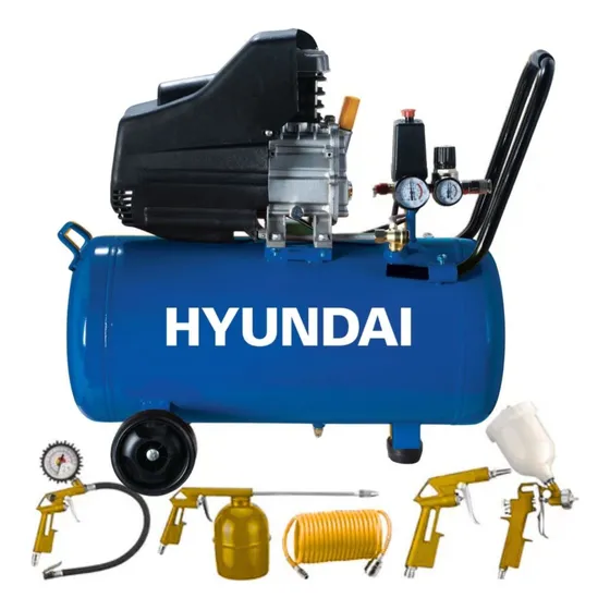 Compresores De Aire 2hp 24 Litros Hyundai Set Acople Rapido