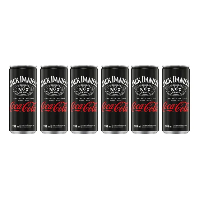 Jack Daniels E Coke Lata 269ml Fardo 6 Unidades