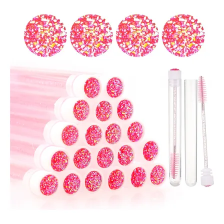 Cepillos Glitter 20pz Para Extensiones Pestañas Con Estuche