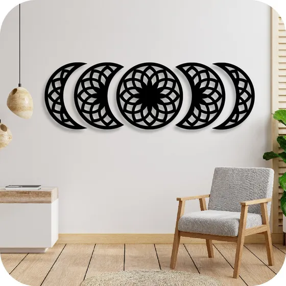 Cuadro Calado Fases De La Luna Set X5 Listo P/ Colgar Deco