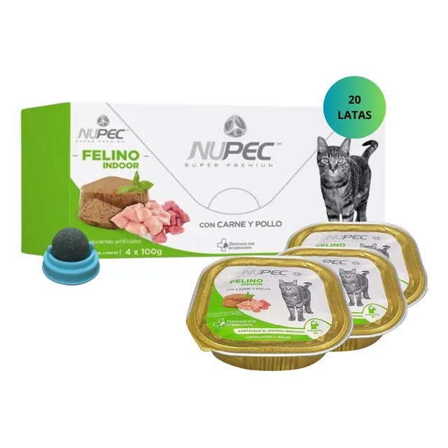 Paquete De 20 Latas Húmedas Nupec Indoor Gato + Regalo
