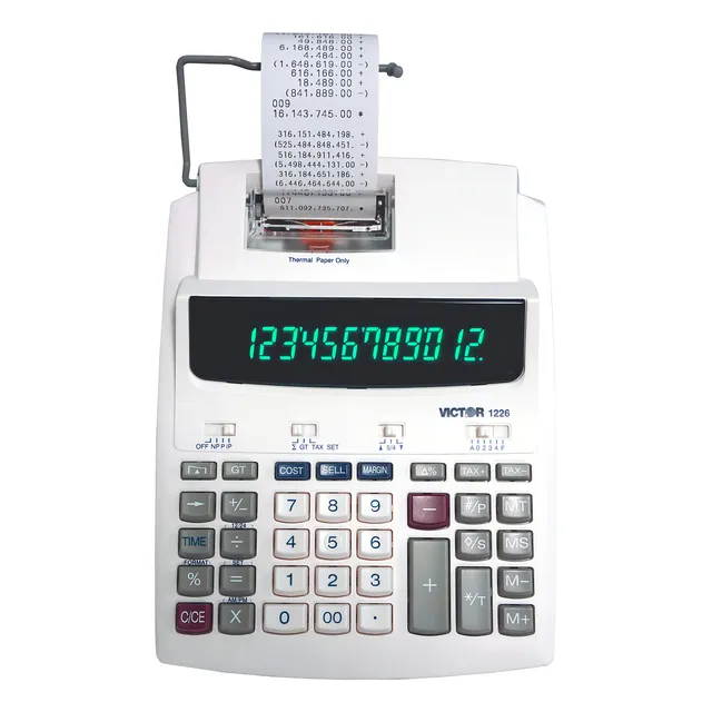 Victor Calculadora De Impresion Termica 1226, Pantalla De 12