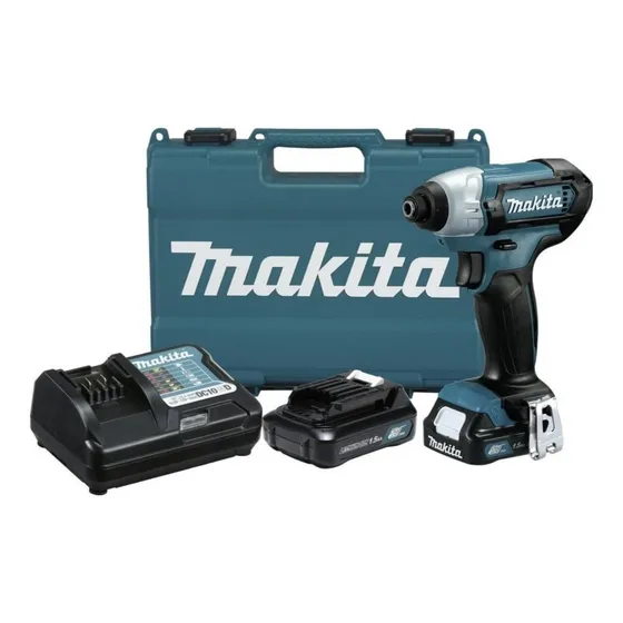 Atornillador De Impacto Inalambrico Makita 12v + 2 Baterías Color Azul/Negro