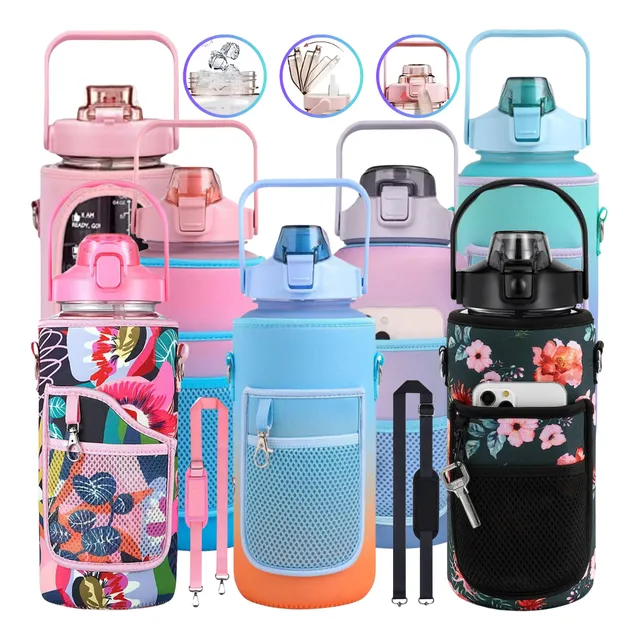 Botella De Agua Motivacional Con Funda Protectora Y Lazo