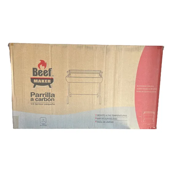 Parrilla A Carbón 1/2 Tambor Pequeña 50 X 30 X 76 Beefmaker