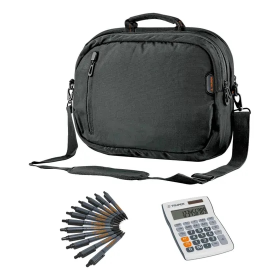 Kit Maletín Ejecutivo Morral Calculadora Lapiceros Truper
